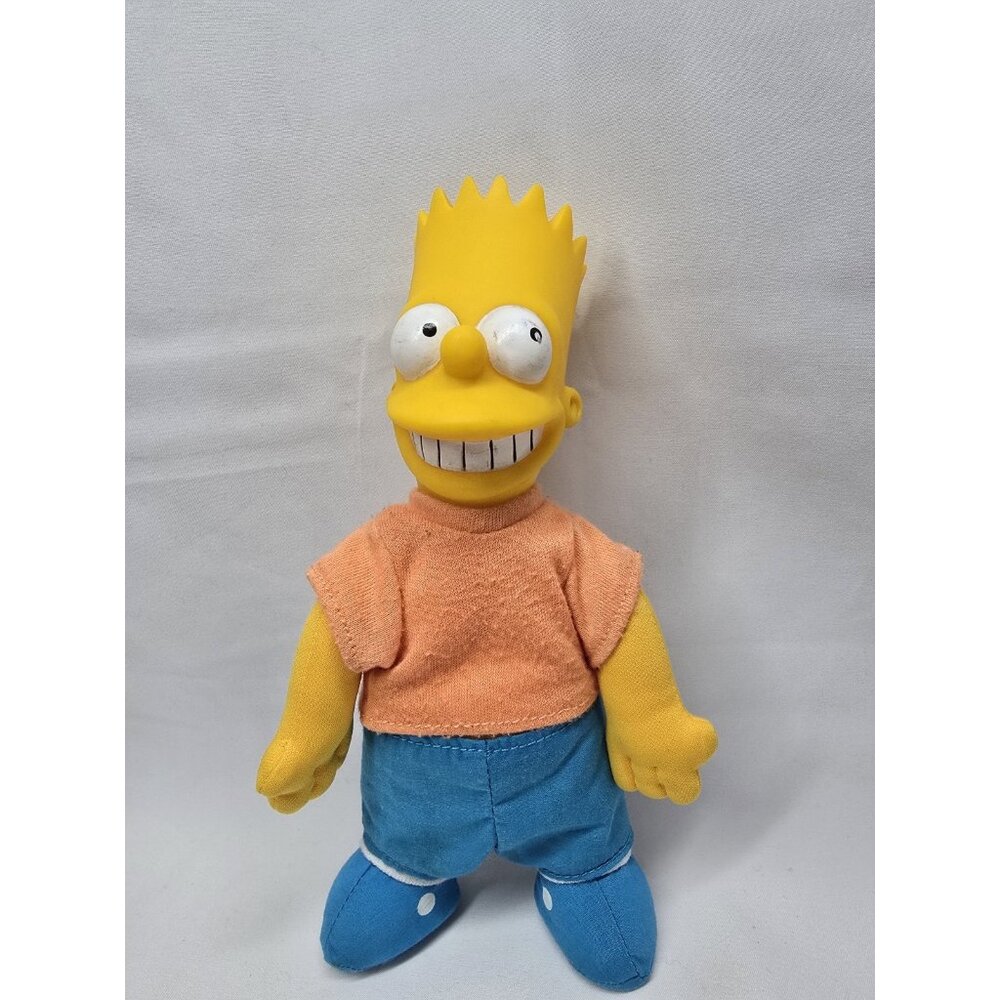 Vintage 1990 Bart Simpson 8.5” Plush Doll Toy Burger King Collectible Vinyl Head